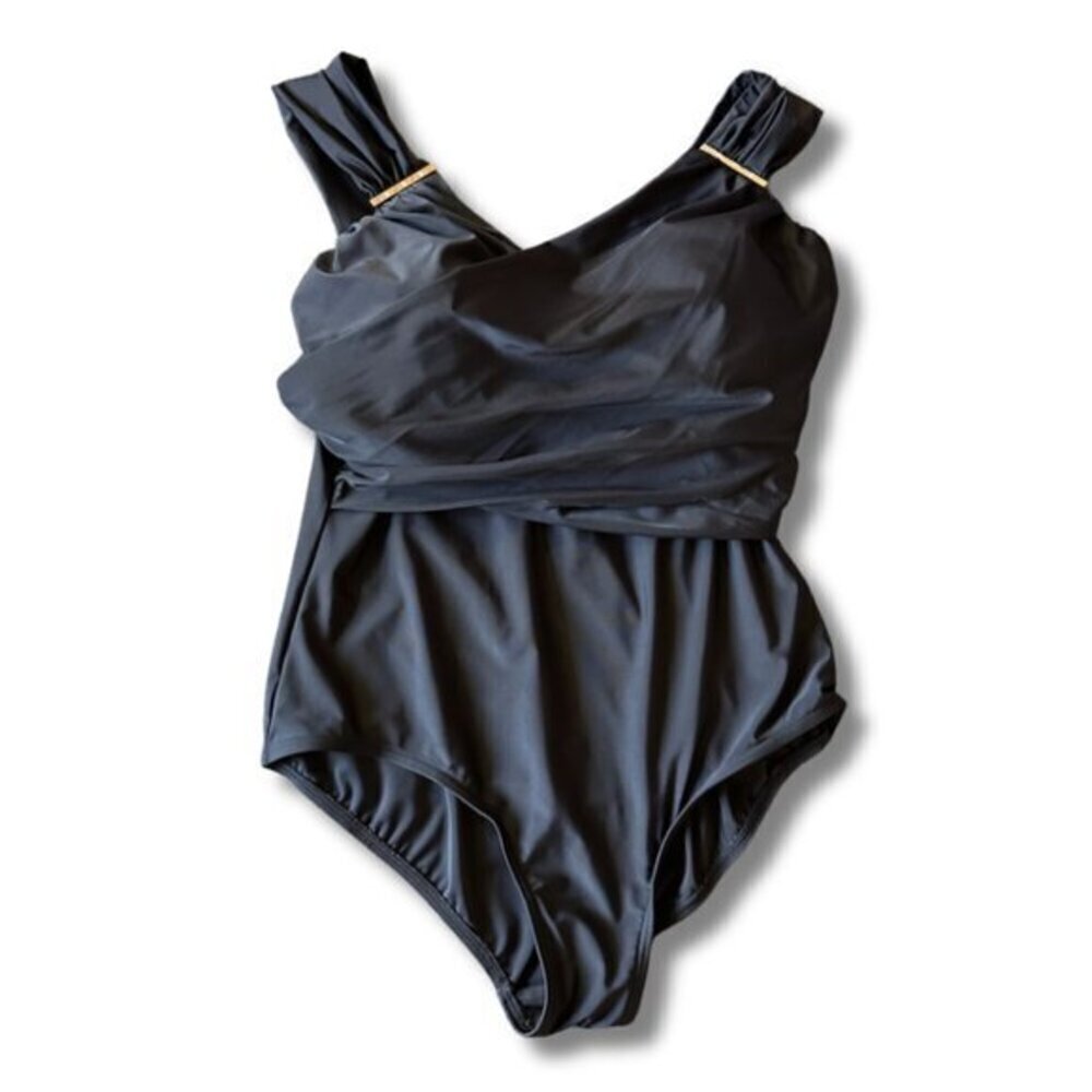 Sea & Sand Beachwear Women's Black One Piece Swimsuit Plus Size 18W
